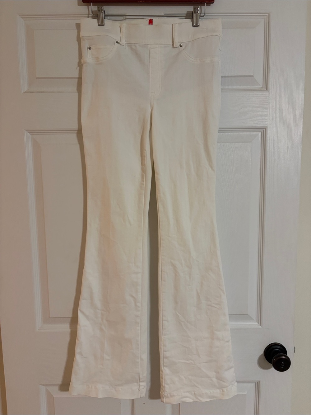 SPANX White High-Rise Flare Pull-On Jeans Pants Size M